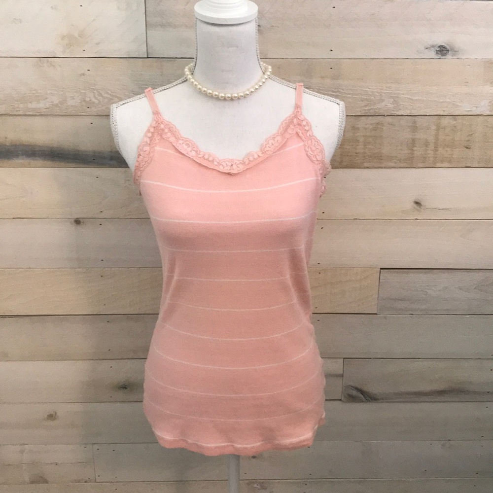 ⚜️ Faded Glory Light Pink Lace Tank Top - Size L